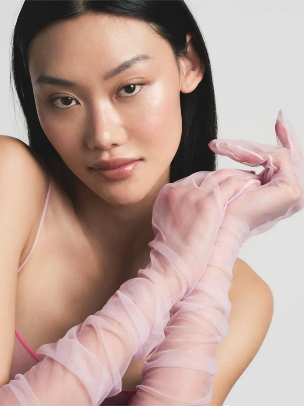NWT SKIMS TULLE GLOVES IN CHERRY BLOSSOM CONTRAST